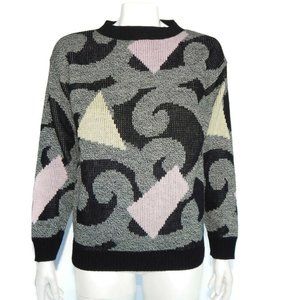 Vintage 1980s MAJOR MOTION New-Wave Design Sweater 80s Goldbergs Medium 20803